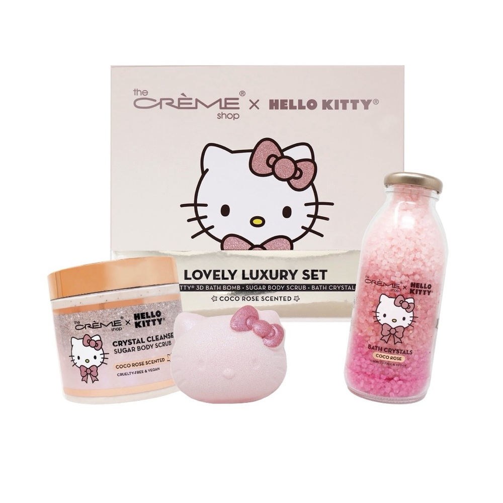 🥂🎀 THE CRÈME SHOP X HELLO KITTY BATH SET 🎀🥂